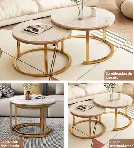 Mesa De Centro Comedor Minimalista Moderna Set De 2 Pcs Blanco
