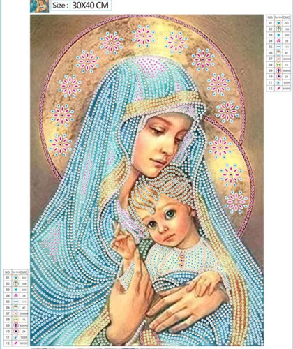 Pintura Com Diamantes-diy 5d Strass-nossa Senhora 7-30x40 Cm