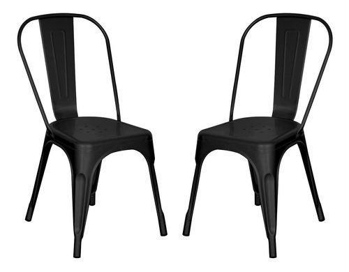 Kit X2 Sillas Tolix Acero Comedor Sala Jardin Bar Restaurant Color Del Asiento Negro