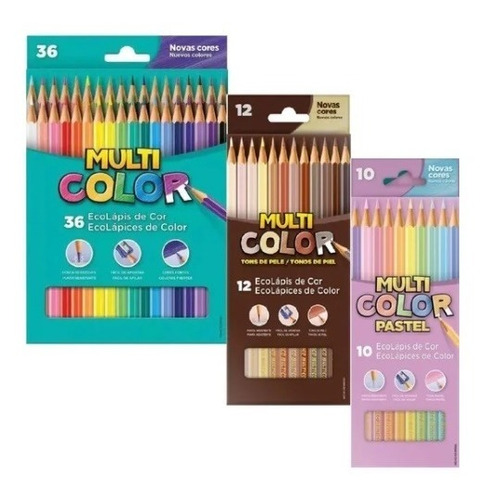 Lápis De Cor 58 Cores Arte Color (básicas + Pele + Pastel) 
