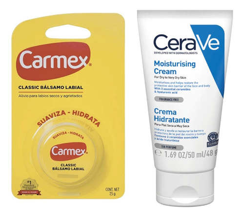 Kit Bolso Carmex Bálsamo Labial + Cerave Crema Hidratante