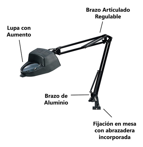 Imagen 2 de 7 de Lampara Con Lupa Articulada Brazo Multiuso Fullenergy