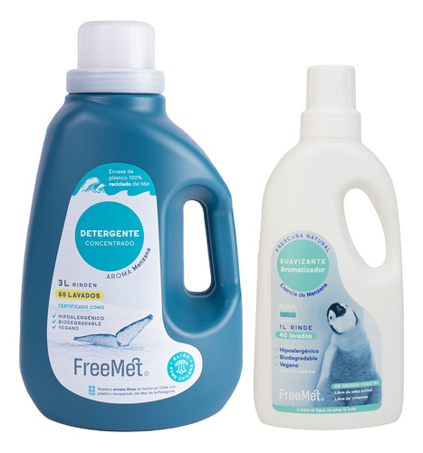 Pack Freemet Manzana Detergente 3l + Suavizante 1l Ecológico