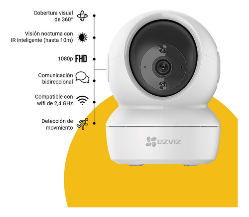 Camara De Seguridad Domo Wifi Full Hd Ezviz + Soporte Pared Color Blanco