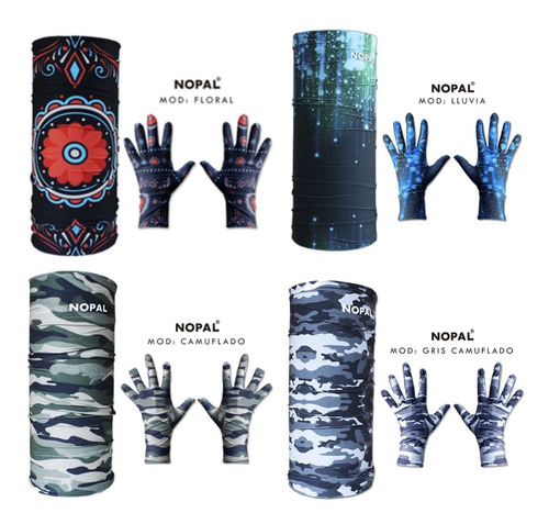 Combo Cuello Multiuso Nopal + Guantes Térmicos Running Bici