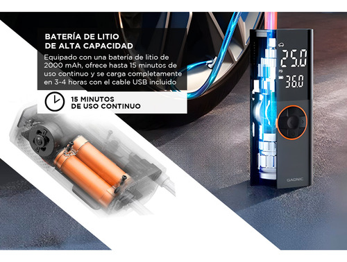 Compresor De Aire Portátil Gadnic Mini Neumáticos Autos