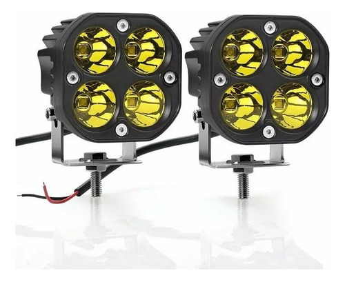 Par Faro 4 Led 40w Cuadrado Blanco O Amarillo Fijo/estrobo J