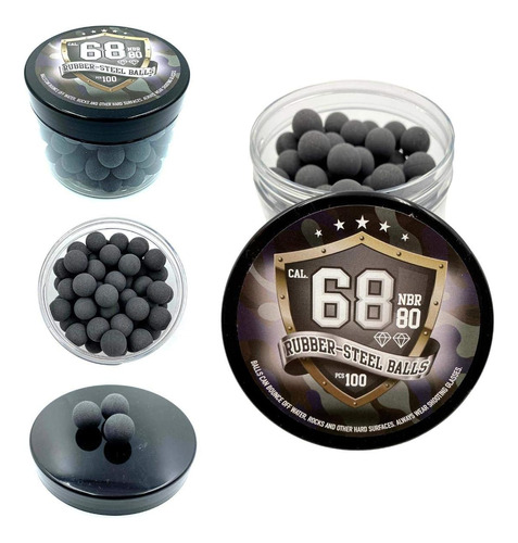 100 X Bolas Acero De Gomma Maciza Ram Paintball Rubberb...