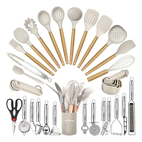 Utensilios De Cocina De 35 Piezas Con Rallador, Pinzas, Cuch