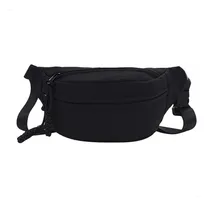 Comprar Riñonera Mujer Elisabeth&Co Moon, Riñoneras Dama Grande Casual Deportiva, De Lona Impermeable Color Negro, Diseño Liso, 3 Compartimentos de Guardado, Cierres Resistentes y Correa de 117 CM Regulable