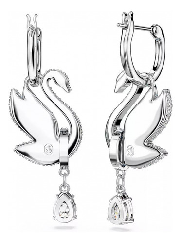 // Aretes Swarovski Iconic Swan Cisne Azules Bano Rodio