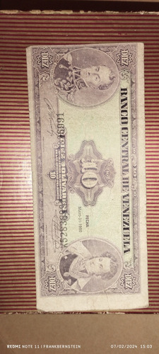 Billete De 10 Bolívares Con Defectos Año 1990