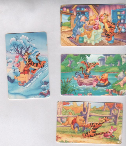 Lote 4 Tarjetas Telefonicas - Serie Disney Pooh - Año 1999
