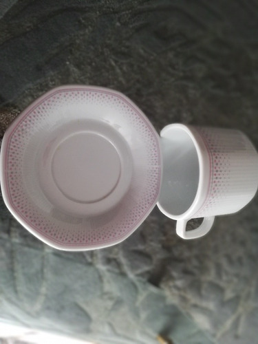 Hermosa Taza Con Plato Porcelana Tsuji Diseño Octogonal (Usado)