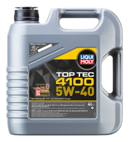 Imagen 1 de 1 de Aceite para motor Liqui Moly sintético Top Tec 4100 5W-40 para autos, pickups & suvs x 4L