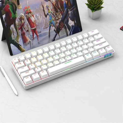 Imagen 6 de 7 de Teclado Mecánico 60% Bluetooth Switch Red- Stk61 Blanco