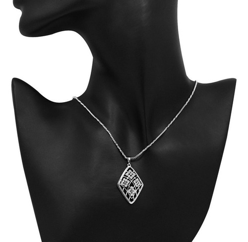 Set Collar Dije Aretes Oro Blanco 18k Regalos Inolvidables