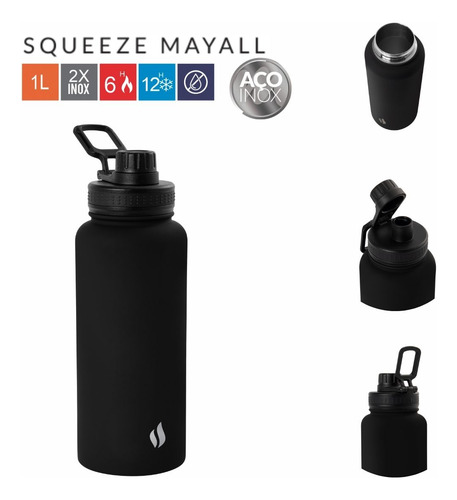 Squeeze Térmico Mayall 1 Litro Preto Termopro