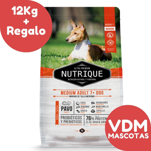 Alimento Nutrique Perro Senior Raza Mediana 12kg Con Regalo