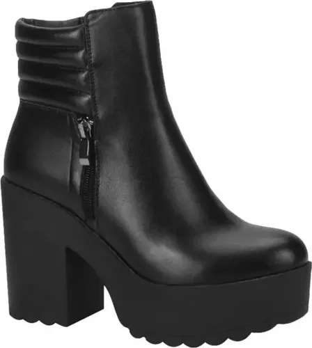 Botas Botin De Plataforma Color Negro Tacon Grueso 10cm Cuotas