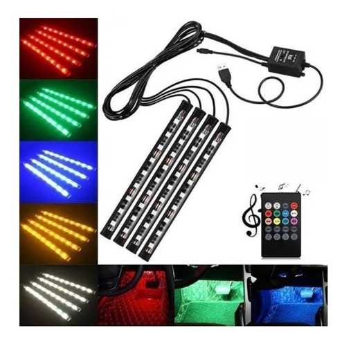 Tiras Luces Led Tunning Auto Deco Interior Audioritmica 