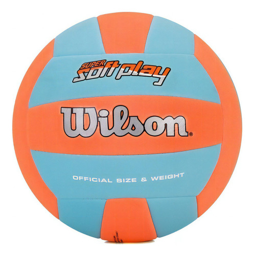 Pelota Volley Wilson Super Softplay Volleyball Suave Cke Color Celeste/Naranja