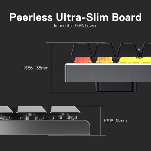Redragon K618 Pro 3 Modos Rgb Sem Fio Teclado Mecânico, Desi