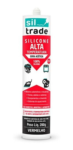 Silicone Acético Alta Temperatura Vermelho 280g Sil Trade