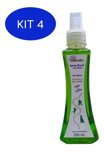 Kit 4 Spray Bucal Menta Tchuska 250ml