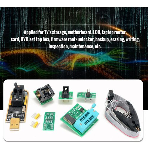 Kit Programador Usb Ch341a Con Clip Sop8 Y Adaptador De 1.8