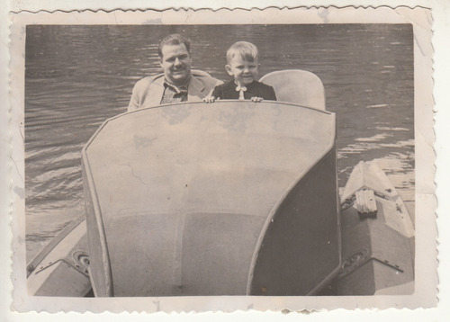 1944 Fotografia Real Bote Deslizador En Parque Rodo Vintage