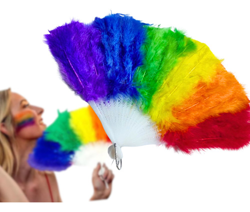 Abanico Plumas Arcoíris Bandera Orgullo Gay Pride Lgbt