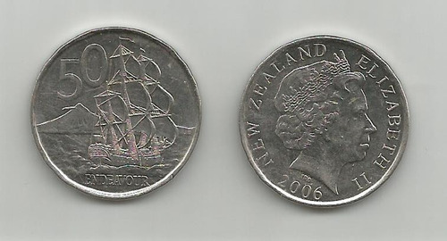 Moneda Nueva Zelanda Barco 50 C. 2006 Muy Buena