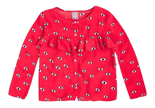 Blusa Infantil Menina Em Viscose Com Babados Hering Kids