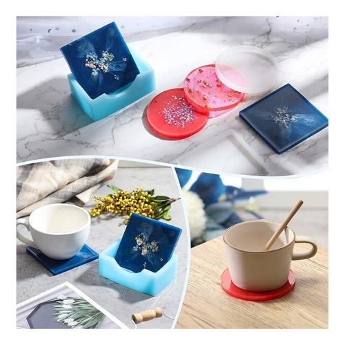 ... 10 Round Square Silicone Coaster Mold Set
