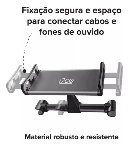 Suporte Veicular P/ Tablet iPad Celular I2go Encosto Cabeca
