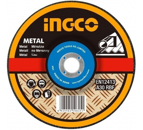 Disco Abrasivo Desbaste Metal 7 X 6mm Ingco Mgd601801 -smf Color Gris