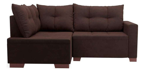 Sofá De Canto 4 Lugares Leme Suede Marrom
