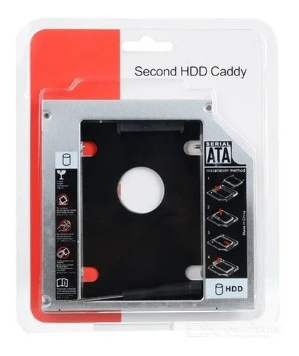 Imagen 1 de 8 de Caddy Segundo Disco Notebook Hdd Sata O Ssd Universal 9,5mm