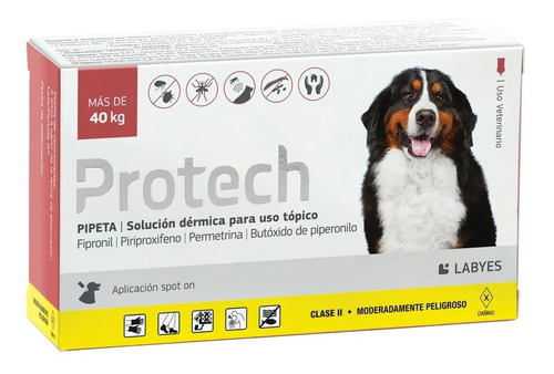 Pipeta Protech Perro Más 40 Kg Pulgas Garrapatas Y Mosquitos