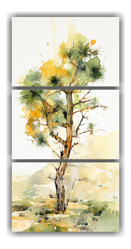 90x180cm Cuadro Abstracto Tonos Amarillos Y Verdes Flores