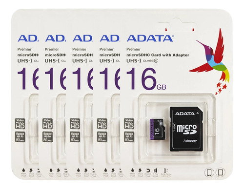 Kit 10 Memoria Micro Sd 16gb Adata Ausdh16guicl10-ra Mayoreo