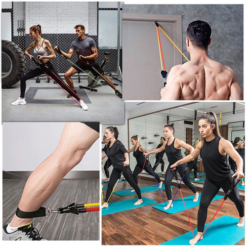 Imagem 6 de 7 de Kit Elástico P/ Exercício Treino Musculação Academia Em Casa