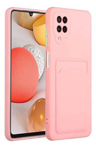 Funda Silicona Rosa Tarjetera Para Samsung Galaxy A12