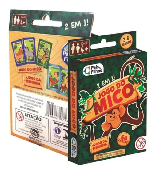 Jogo Do Mico 2 Em 1 Mais Jogo Da Memoria 56 Cartas baralho