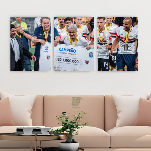 Quadro Decorativo 120x60 3pçs Spfc São Paulo Campeão