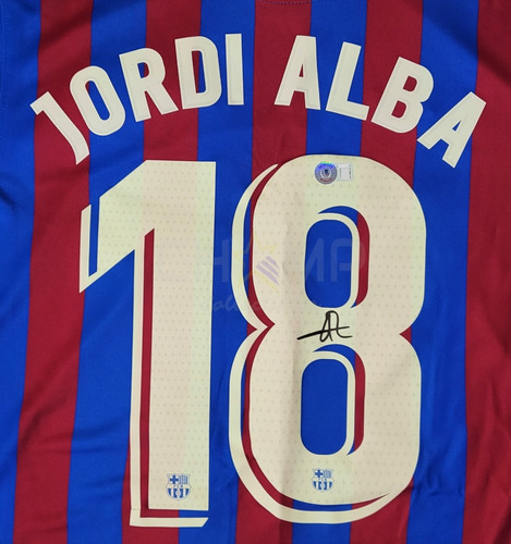Jersey Autografiado Jordi Alba Fc Barcelona 2021-22 Local