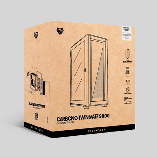 Gabinete Gamer Balam Rush Carbono Twin Mate 9000 E-atx Full Torre 4 Fan Argb Cristal Templado Frente Intercambiable Usb-c Blanco Br-938761
