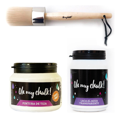 Combo Oh My Chalk:  Pintura De 750 Cc + Brocha + Laca 370cc