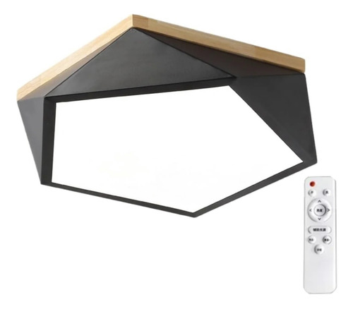 Foco Led Sobrepuesto Pentagono Negro 36x 36 Incluye Control